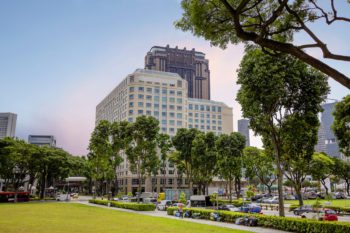 Singapore. The city's skyline. Raffles Hospital.