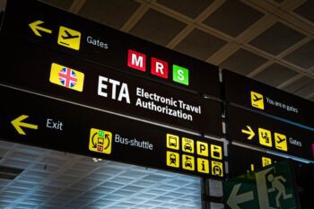 uk-eta-airport-sign a UK ETA sign at an international airport in the UK