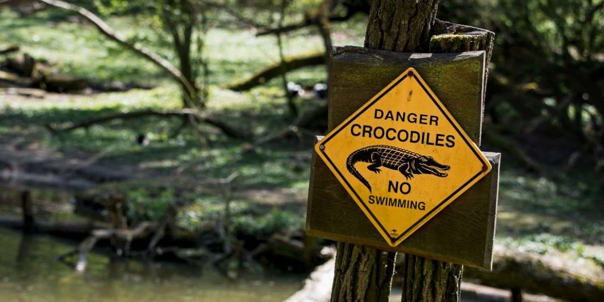 crocodile-sign-australia a crocodile danger sign in Australia, where tourists are advised to buy travel insurance for Australia